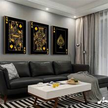3pcs Canvas Poster, Modern Art, King, Queen & Ace Playing Cards Painting Wall Art Canvas Painting, Ideal Gift For Bedroom Living Room Kitchen Corridor, Wall Art, Wall Decoration, Fall Decor, Room Decoration, No Frame - Multicolor - View 5