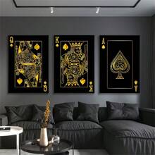 3pcs Canvas Poster, Modern Art, King, Queen & Ace Playing Cards Painting Wall Art Canvas Painting, Ideal Gift For Bedroom Living Room Kitchen Corridor, Wall Art, Wall Decoration, Fall Decor, Room Decoration, No Frame - Multicolor - View 2