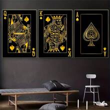 3pcs Canvas Poster, Modern Art, King, Queen & Ace Playing Cards Painting Wall Art Canvas Painting, Ideal Gift For Bedroom Living Room Kitchen Corridor, Wall Art, Wall Decoration, Fall Decor, Room Decoration, No Frame - Multicolor - View 6