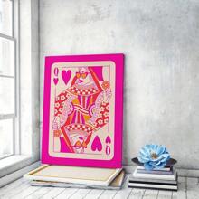 1pc Creative Canvas Hanging Poster, Jack Queen Poker Cardboard Pink Print, Canvas Wall Art, Artwork Mural, Can Be Used As Gift, Bedroom, Office, Living Room, Cafe, Bar, Wall Decor, Home And Dorm Decoration