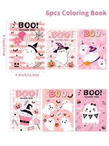 6 cuốn sách tô màu Halloween dễ thương Boo Ma mẫu Graffiti Tranh vẽ nghệ thuật Sách giải tỏa căng thẳng, Thích hợp làm quà tặng cho bạn bè và gia đình, Quà tặng tiệc ma Halloween, Giáng sinh - ma halloween - Xem 4