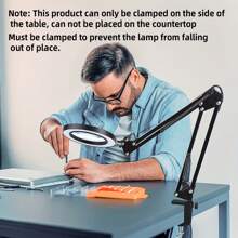1 件多功能可折叠台夹放大镜灯，3 种颜色灯，10 种亮度等级，适用于焊接、维修、珠宝鉴定、美容、老年人阅读、学习