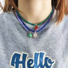 1 pieza Colgante de collar con gota de piedra natural, nuevos accesorios de moda 2024 para mujeres - Morado - Ver 2
