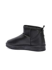 Botas de tobillo casuales y versátiles para nieve y montaña con forro de felpa, para invierno - Negro-PU - Ver 3
