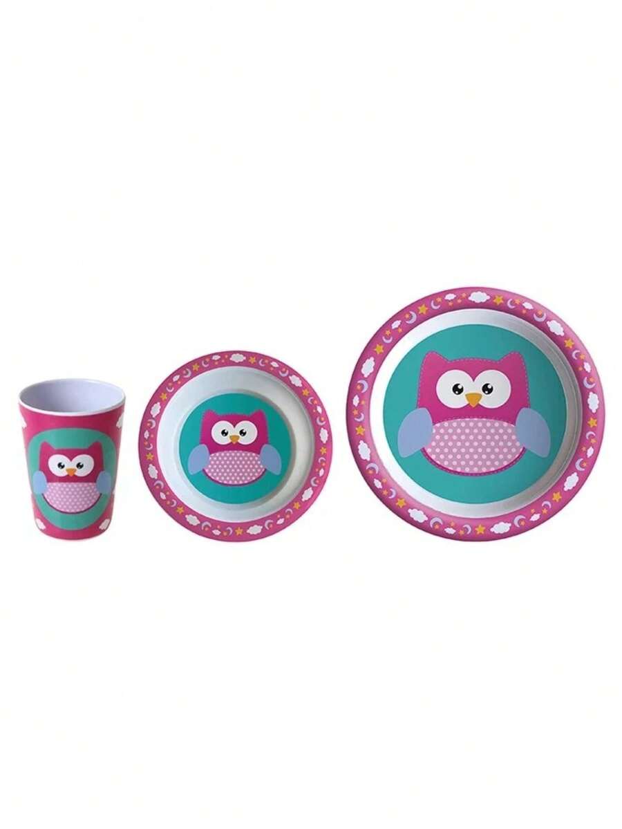 Kir Baby Cutlery With 2 Plates And 1 Cup In Animal Shape - Con cú - Xem 1