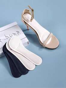 1 Pair Anti-Slip Warm Insole Self-Adhesive Soft Bottom Cushion Insoles For High Heels Half Size - Beige - View 6