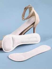 1 Pair Anti-Slip Warm Insole Self-Adhesive Soft Bottom Cushion Insoles For High Heels Half Size - Beige - View 4