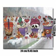 1 Folha de adesivo de transferência UV de design de bebidas fofas de Halloween, À prova d'água 3D DTF com relevo de cristal, para embrulho de copo de 16OZ, adesivo de parede, decoração de esfregão, material de scrapbook de alta qualidade, protetor solar para decoração DIY de copos, laptop, casos de telefone, geladeira, computador, garrafa de água, caderno, computador, mesa, artesanato, adesivo, material de - Multicolorido - Visão 2
