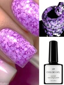 10毫升雪花闪粉指甲油，半永久UV凝胶，圣诞白色雪花闪亮指甲油 - 可卸UV/LED凝胶指甲油，适合美甲沙龙和家庭使用 - 闪粉美甲设计UV指甲油，指甲箔凝胶指甲油