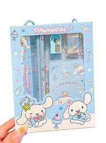 Sanrio Sanrio My Melody Kuromi Cinnamoroll Hello Kitty Riglă de desene animate Ascuțitoare de creioane Eraseră Set de caiet Desen creativ Rechizite de birou Kitty Cat Kit de papetărie Cadouri (Unele părți pot fi aleatorii) (Designul pachetului este aleatoriu)