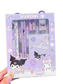 Sanrio Sanrio My Melody Kuromi Cinnamoroll Hello Kitty Riglă de desene animate Ascuțitoare de creioane Eraseră Set de caiet Desen creativ Rechizite de birou Kitty Cat Kit de papetărie Cadouri (Unele părți pot fi aleatorii) (Designul pachetului este aleatoriu)