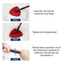 1/2 Cây lau nhà thay thế bằng sắt O-Cedar/ Đế hình tam giác tương thích với tay cầm thay thế bằng ren Mỹ 4 đoạn O-Cedar/ Dễ lắp ráp Chất liệu cao cấp Dụng cụ vệ sinh Giáng sinh Halloween - Đỏ - Xem 5