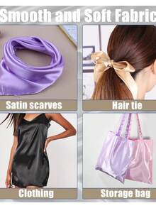 1 件缎纹和绉布面料，用于 DIY 婚纱头饰，适用于婚礼、生日派对、餐饮、户外、房间装饰 - 淺紫色 - 查看 3