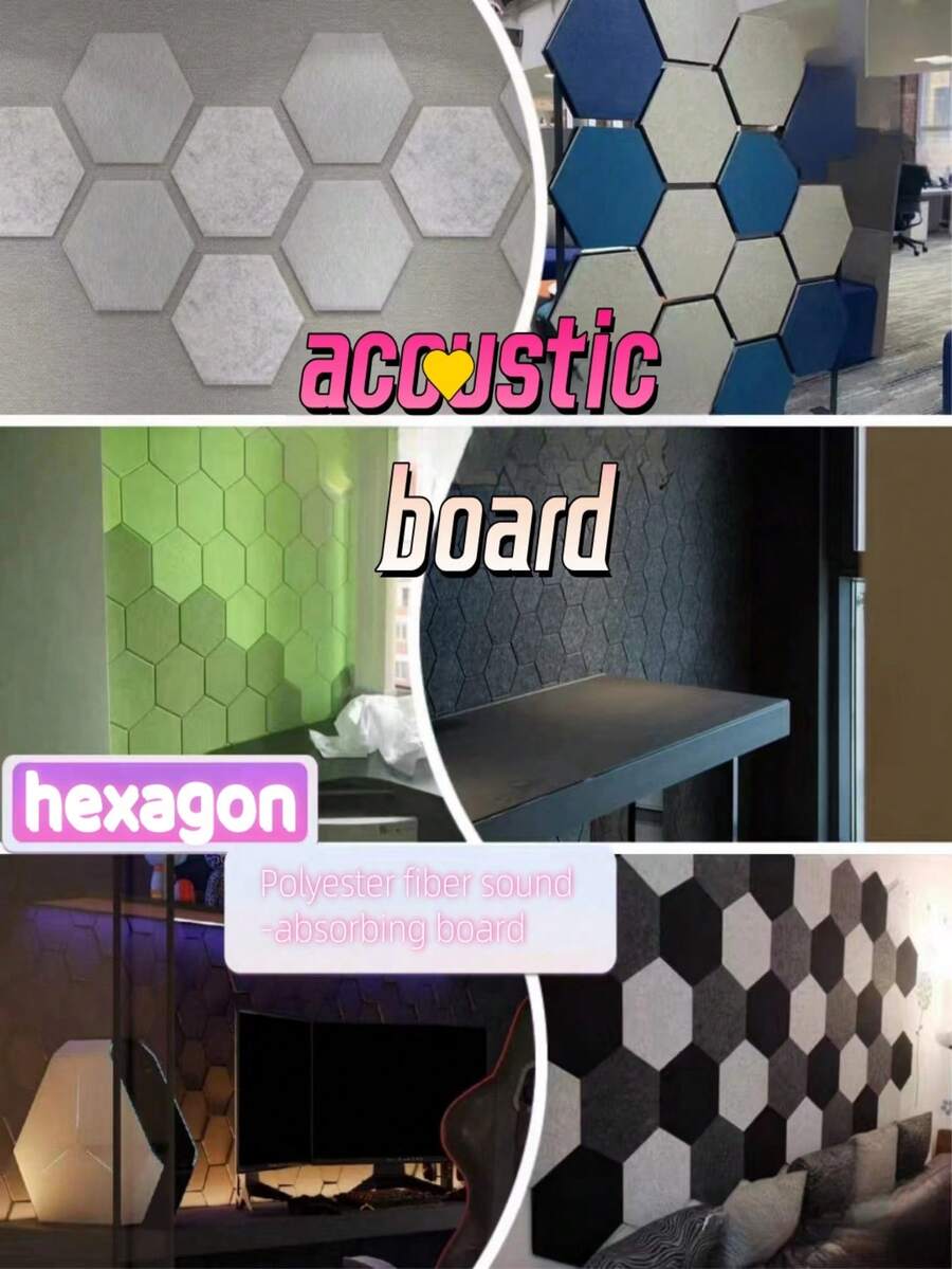 Panel acústico aislante de pared decorativo rectangular de fibra de poliéster, insonorizador - Multicolor - Ver 1