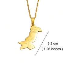 1pc Pakistan Map With Urdu Pendant Necklaces Pakistani  Jewelry For Gold Color Silver Color - Multicolor - View 4