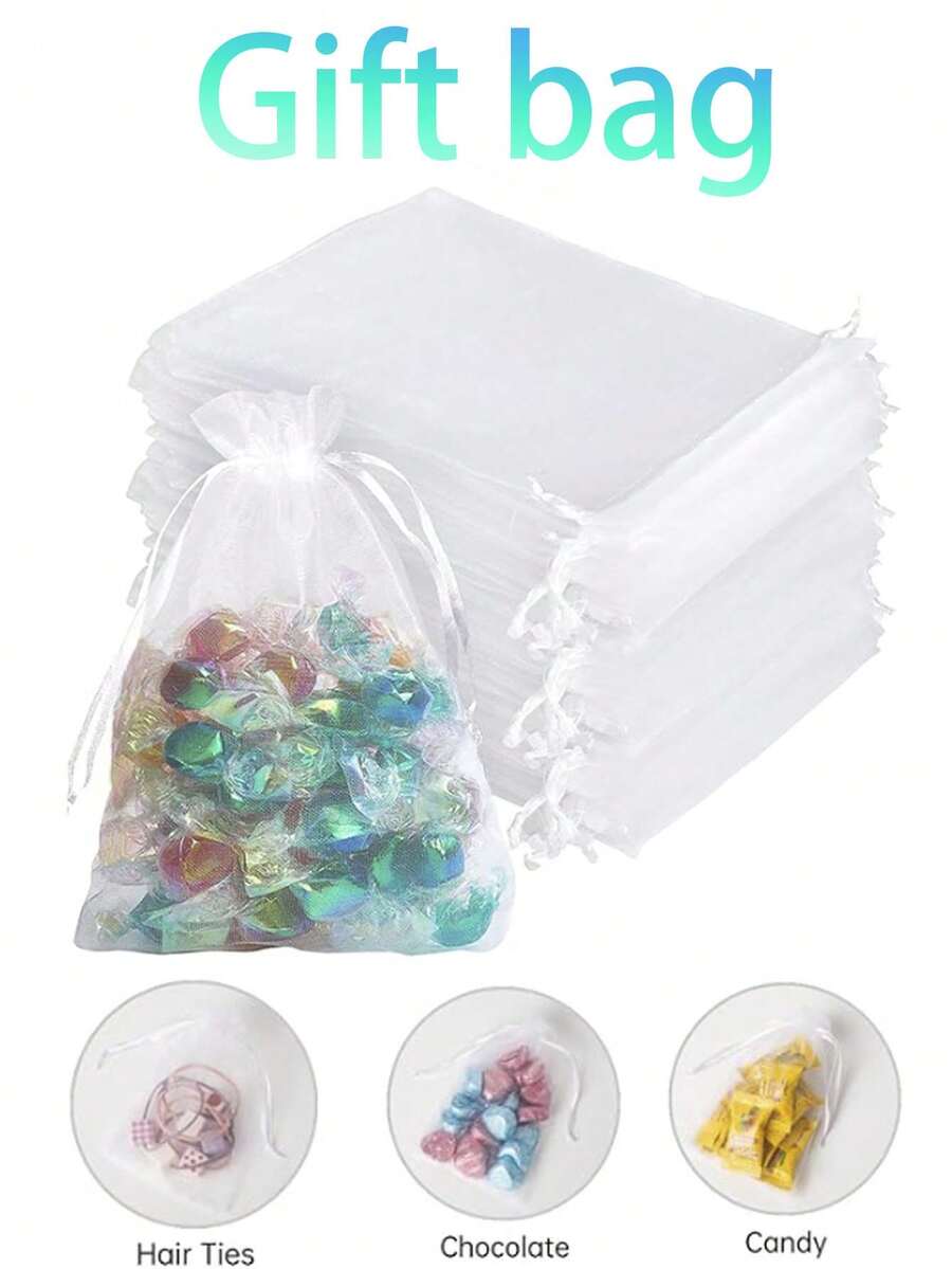 10pcs/5/3 Organza Bags Small Gift Bags Candy Bags Candy Packaging Transparent Bags Solid Color Gift Wrapping Bags Jewelry Bags Drawstring Drawstring Shopping Bags NetGift Bags Bulk Suitable For Wedding Party Gifts Halloween Christmasjewelry Box,Jewellery Box,Jewelry Organiser For Women And Girls,Jewelry Holder, Ideal For Halloween Earrings,Necklace,Rings,And Wedding Accessories;Also Suitable For Home Decor And Bridesmaid Gift - Multicolor - View 1