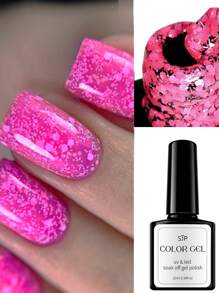 10毫升雪花闪粉指甲油，半永久UV凝胶，圣诞白色雪花闪亮指甲油 - 可卸UV/LED凝胶指甲油，适合美甲沙龙和家庭使用 - 闪粉美甲设计UV指甲油，指甲箔凝胶指甲油