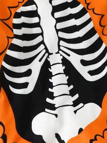 Little Boy Skeleton 2 Pieces Suit, Halloween Casual Wear, Spring And Autumn Young Boy Clothing