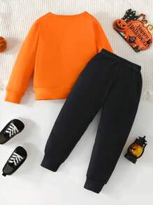 Little Boy Skeleton 2 Pieces Suit, Halloween Casual Wear, Spring And Autumn Young Boy Clothing