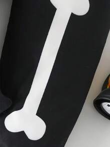 Little Boy Skeleton 2 Pieces Suit, Halloween Casual Wear, Spring And Autumn Young Boy Clothing