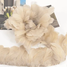 1m/pieza Cinta de tela con plumas de colores y flecos para manualidades DIY, ropa, maquillaje, fiesta, decoración de boda