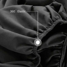 Protector de saltea, husa de saltea ultra moale, cearceaf duble de culoare solida, tampon anti-alunecare, dimensiune simpla/dubla, 140x200cm/160x200cm/Queen/King - Negru - Vizualizare 4