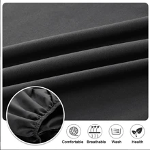 Protector de saltea, husa de saltea ultra moale, cearceaf duble de culoare solida, tampon anti-alunecare, dimensiune simpla/dubla, 140x200cm/160x200cm/Queen/King - Negru - Vizualizare 2