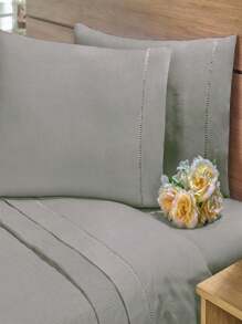 3-Piece Double Bed Sheet 400 Thread Count Cotton - 灰色 - 查看 2