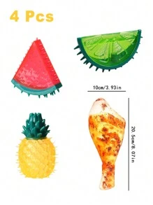 1 pieza/2 piezas/3 piezas Juguete para mascota con sonido, lindo juguete para masticar con forma de fruta para refrescarse en el verano