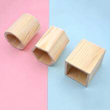 1pc Simple & Practical Wooden Desk Organizer Pen Holder Back To School - Wood Color - View 3