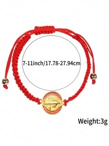 24 Stücke San Benito Armband, handgemachtes rotes schwarzes Knoten Armband, verstellbares Medaillon Armband, Glück geflochtenes Armband, Benediktinische Gelassenheit Segen Freundschaft Armband Geschenk für Mütter Frauen Männer