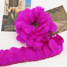 1m/pieza Cinta de tela con plumas de colores y flecos para manualidades DIY, ropa, maquillaje, fiesta, decoración de boda