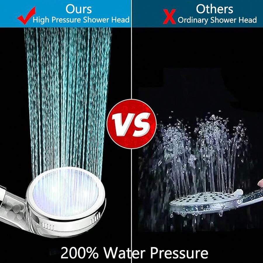 LED Shower Head With Handheld, High Pressure Shower Head With Hose