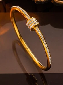 1pc/2pcs/3pcs Stainless Steel Bracelet Men And Women's Four Seasons Personalized Design Heart Zirconia Bracelet Jewelry Accessories Gifts, Jewelry Gold Jewelry Jewelry Women Bracelets Accessories Women Stainless Steel Jewelry Bracelets For Women Western Jewelry