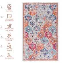 Alfombra de área de 4x6 pies color crema, alfombra lavable, de pelo bajo, antideslizante, sin desprendimiento, plegable, alfombras de área para sala de estar, dormitorio, cocina, comedor - regalos perfectos, (crema, 4 pies x 6 pies)