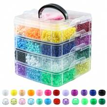 Zestaw plastikowych koralików Pony Beads do tworzenia bransoletek, wielokolorowe tęczowe koraliki do włosów, 24 koraliki do bransoletek przyjaźni w różnych kolorach do rękodzieła - Zestaw koralików Pony - Zobacz 8