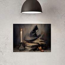 1pc Canvas Wall Art Print, Halloween Witch Poster, Vintage Art Decor Style, Modern Retro Wall Hanging Decor For Living Room, Bedroom, Home Office - Ink On Canvas Interior Artwork Home Decor Halloween Decor Room Decor