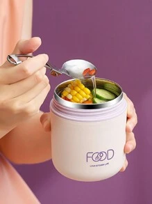 1pc Small Stainless Steel Thermal Insulated Bottle, Lunch Box, Soup Container ,Kitchen,Christmas Gift - Purple - View 3