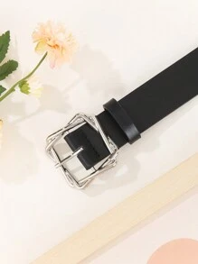 1pc Women Fashionable Versatile Silver Color Belt, Suitable For Dresses, Coats, Casual Daily Wear Summer, School Fall, Autumn, Halloween - Black - View 5