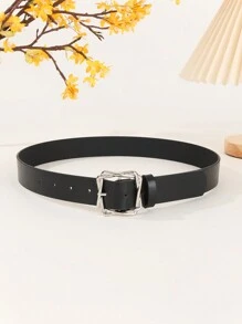 1pc Women Fashionable Versatile Silver Color Belt, Suitable For Dresses, Coats, Casual Daily Wear Summer, School Fall, Autumn, Halloween - Black - View 3