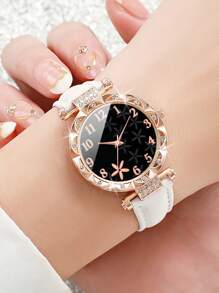 8pcs/Set Women's Fashion Casual Rhinestone Studded Numeric Flower Dial Quartz Watch Combo Valentines - Multicolor - View 3