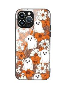 Halloween 1pc HD Glass Smartphone Case Compatible With Apple And Samsung Models