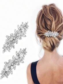 2/4/6/8/10 Peças Presilhas de Cabelo com Strass, Grampos de Cabelo com Cristal e Pérola Cintilante, Acessórios de Cabelo Elegantes para Casamento, Baile, Dia dos Namorados, Dança, para Cabelos Grossos e Longos, Noivas, Mulheres e Meninas, Tiaras - A - Visão 7