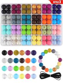 96pcs/192pcs 15mm Silicone Beads, Used For Keychain Making, Loose Silicone Beads For Bracelet Making Necklaces, And Circular Silicone Beads For Pens - Silicone Bead Set - View 16