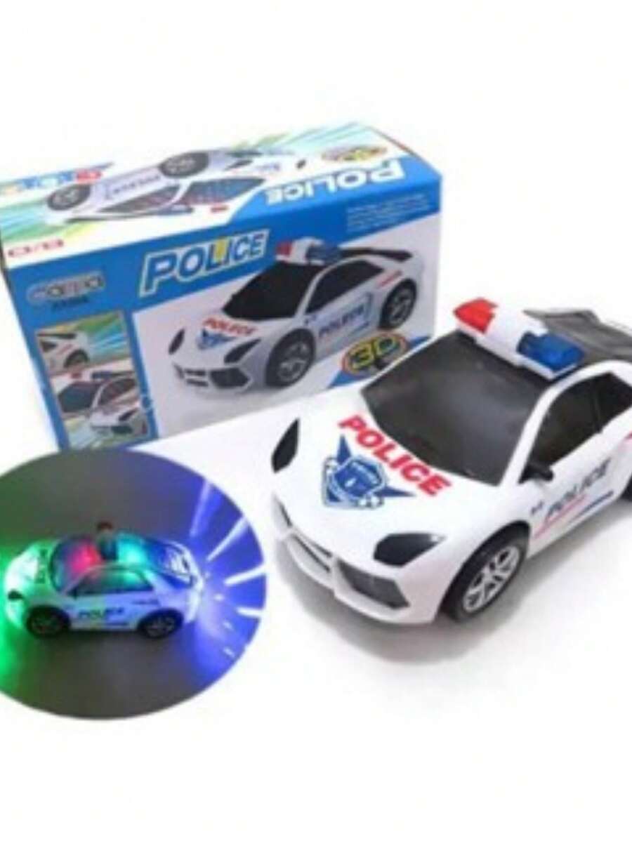 Police Car Boy Round Trip Sound Light 3D 360° Movement - trắng - Xem 1