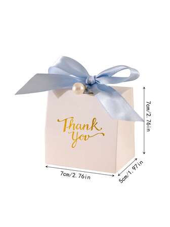 20/50pcs White Gift Packaging Box Candy Boxes Premium Ribbon & Pearl Decor - Ideal For Chocolates, Candles, Parties, Birthdays, Weddings