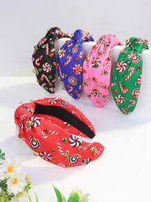 1 pieza Diadema con adorno de strass y estampado navideño de poliéster para mujer, accesorios navideños