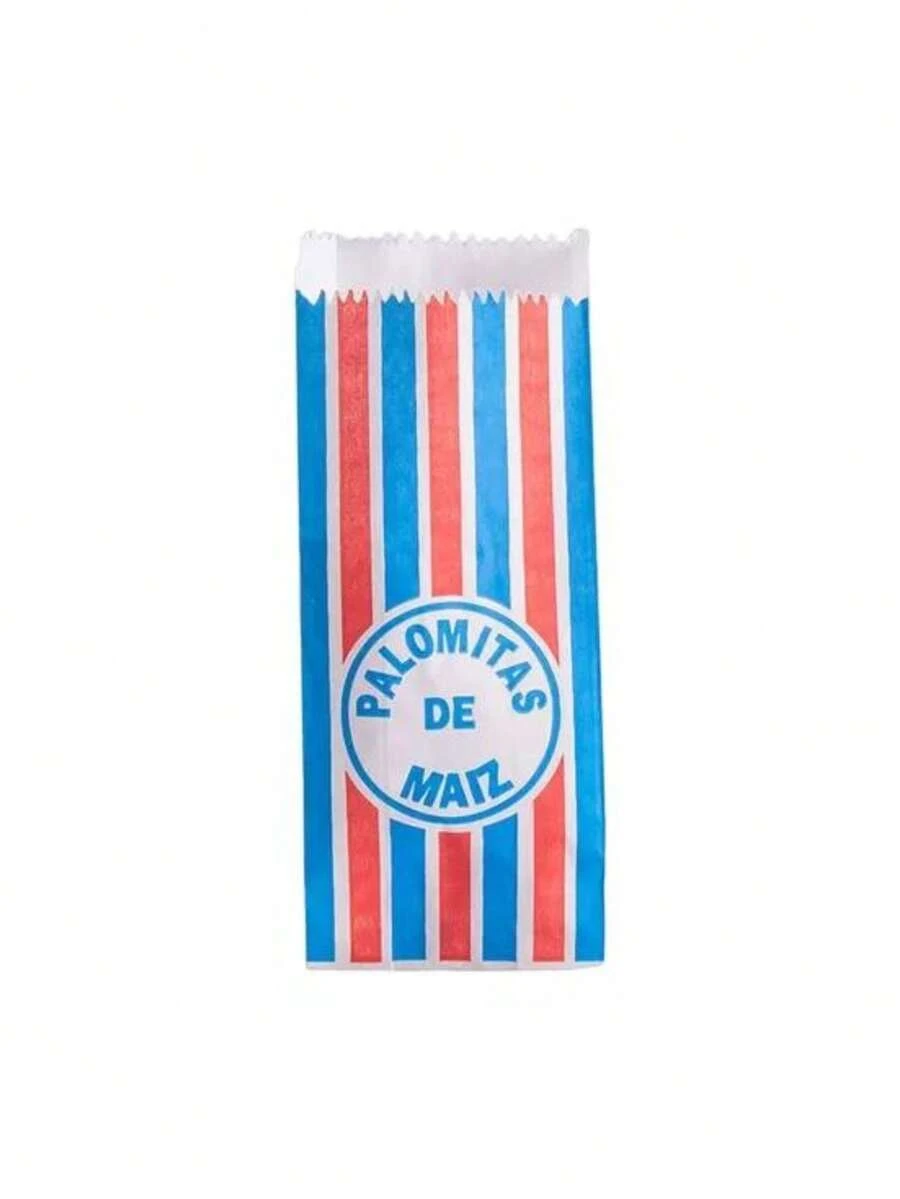 100 Pz Bolsa De Papel Para Palomitas Botanera Impresa - Multicolor - Ver 1