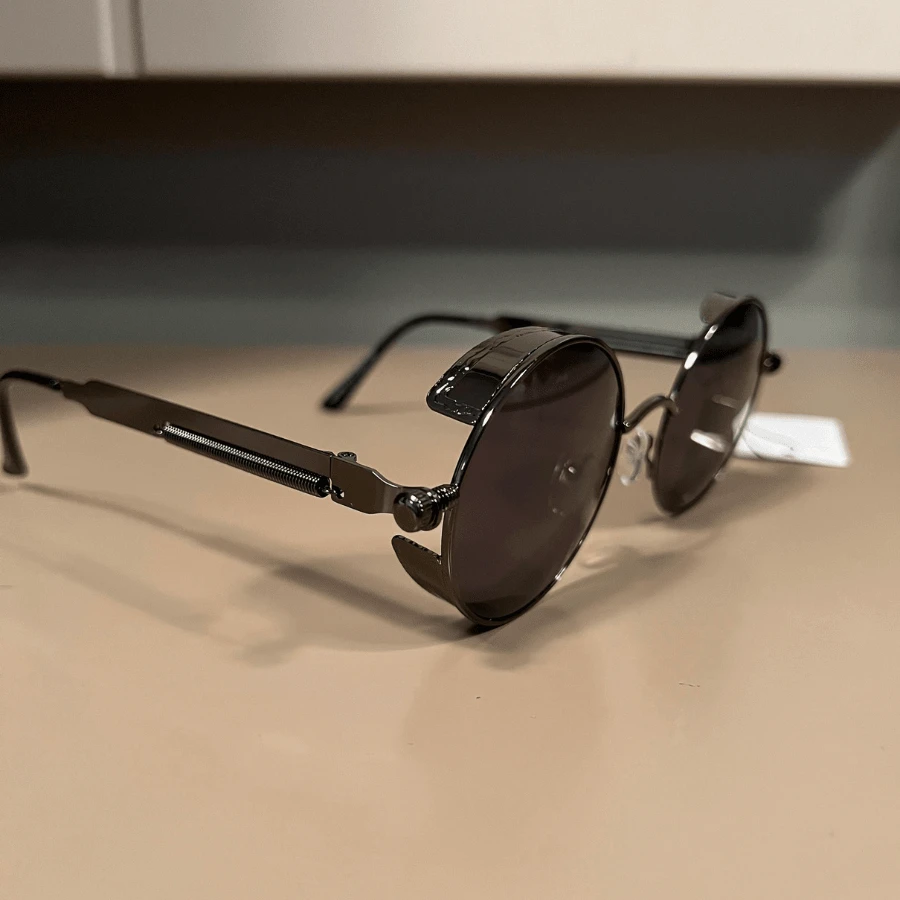 Alok Steampunk Sunglasses Stainless Steel Men Women Retro Black - màu đen - Xem 1