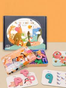 Montessori Wooden ABC & Number Puzzles - Engaging Preschool Learning Flashcards With Animal Fun - Multicolor - View 16